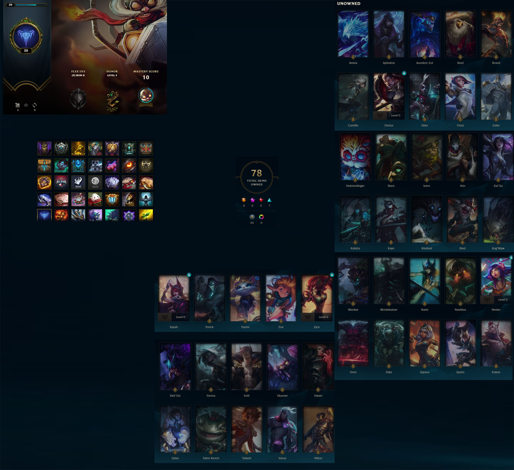League of Legends Account for Sale: Level 30 | Unranked | 108 Champions | 78 Skins | Victorious ...
